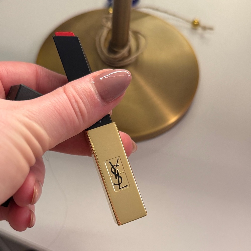 Yves Saint Laurent Gold and Black Slim Lipstick with Red Bullet